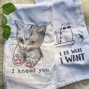 Cat-Themed Kitchen Towels - White